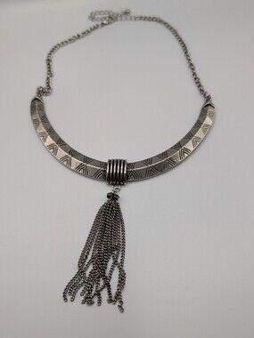 Sterling-Style Silver Tassel Collar Necklace